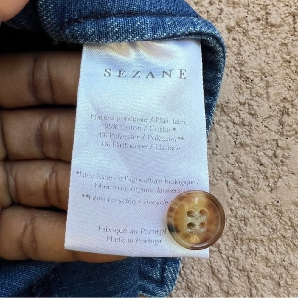 Sezane Will Denim Jacket Size 10‎ w Pockets Classic Indigo Blue